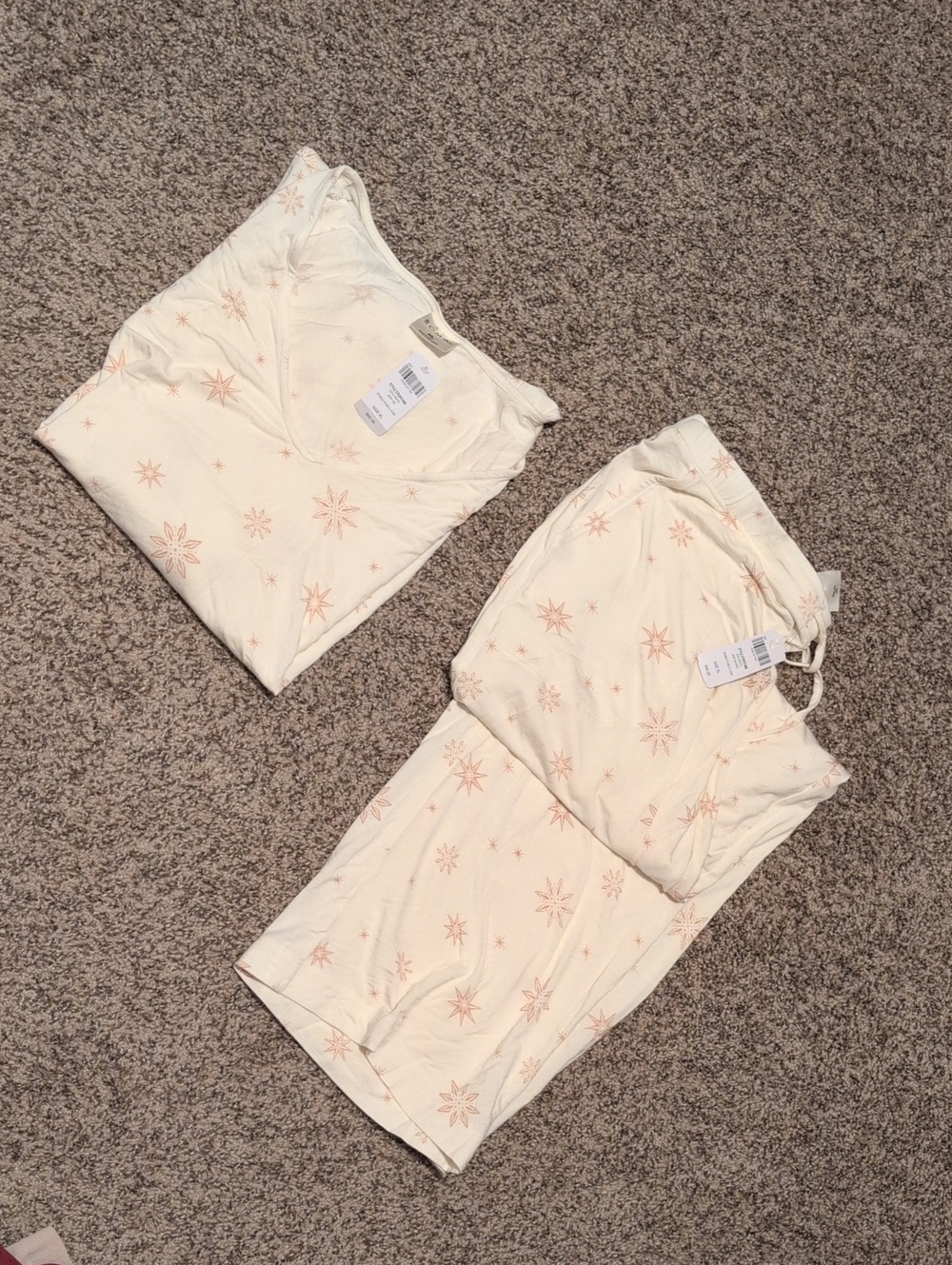 Soma Cream Star-Print Sleep Dress with Peach Accents